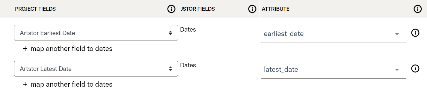 Earliest and Latest Date project fields mapped to Dates target fields in Forum