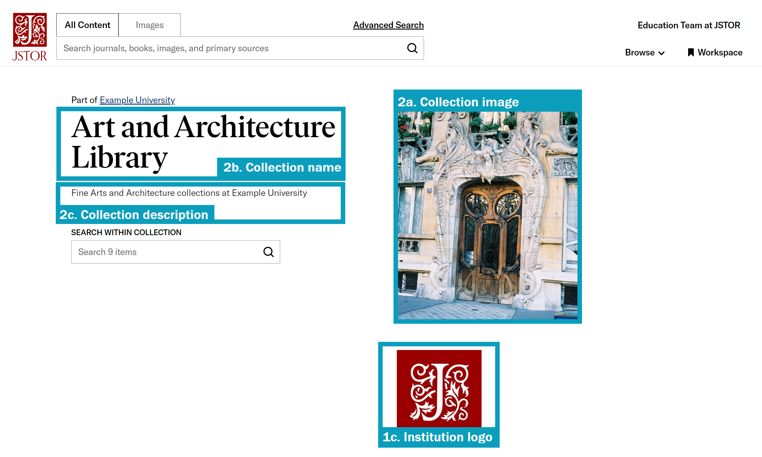 Example collection page on JSTOR