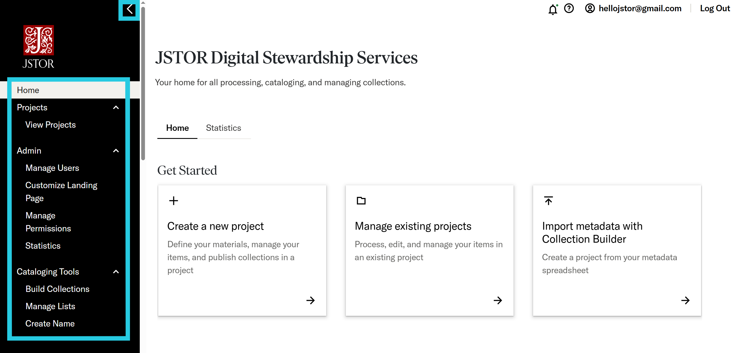 Navigation links in the JSTOR Stewardship sidebar