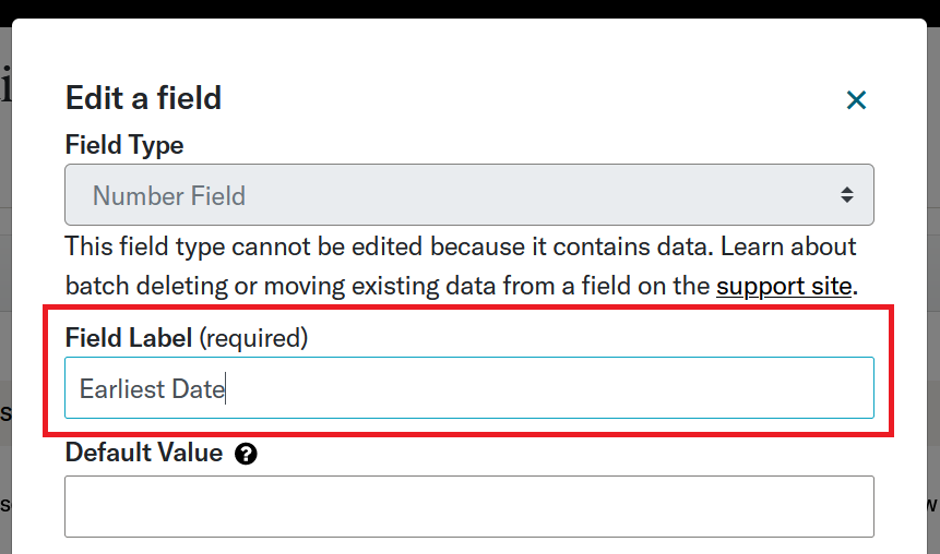 Changing a project field label